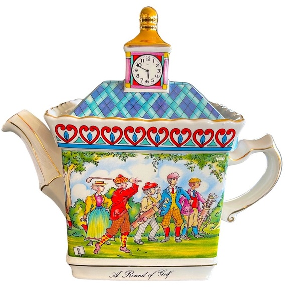 ❤️🫖 Sadler vintage porcelain teapot “A Round of Golf” in excellent condition! - Picture 1 of 8